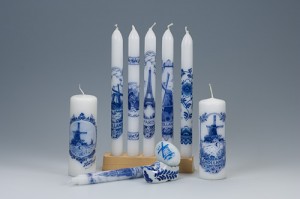 Delftsblauw relatiegeschenk kaarsen